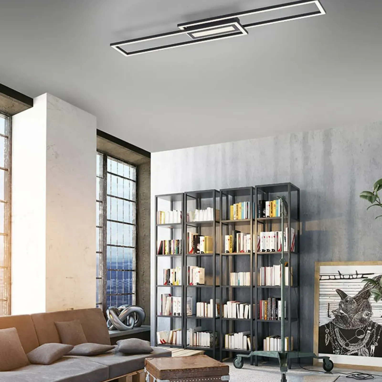 Sklep Kaja Czarna, geometryczna lampa sufitowa 14696-18 z serii ASMIN | Kaja czarny New