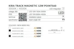 Sklep Kaja Czarna głowica LED 19,5cm 12W 4000K AZ4597 KIRA ALFA MAGNETIC 48V* Lampy Led|Szynoprzewody Podtynkowe