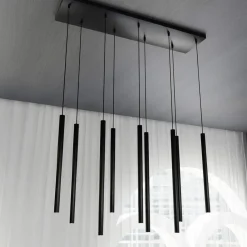 Sklep Kaja Czarna kaskada wąskich, punktowych lamp wiszących 552/9 SELTER | Kaja czarny Clearance