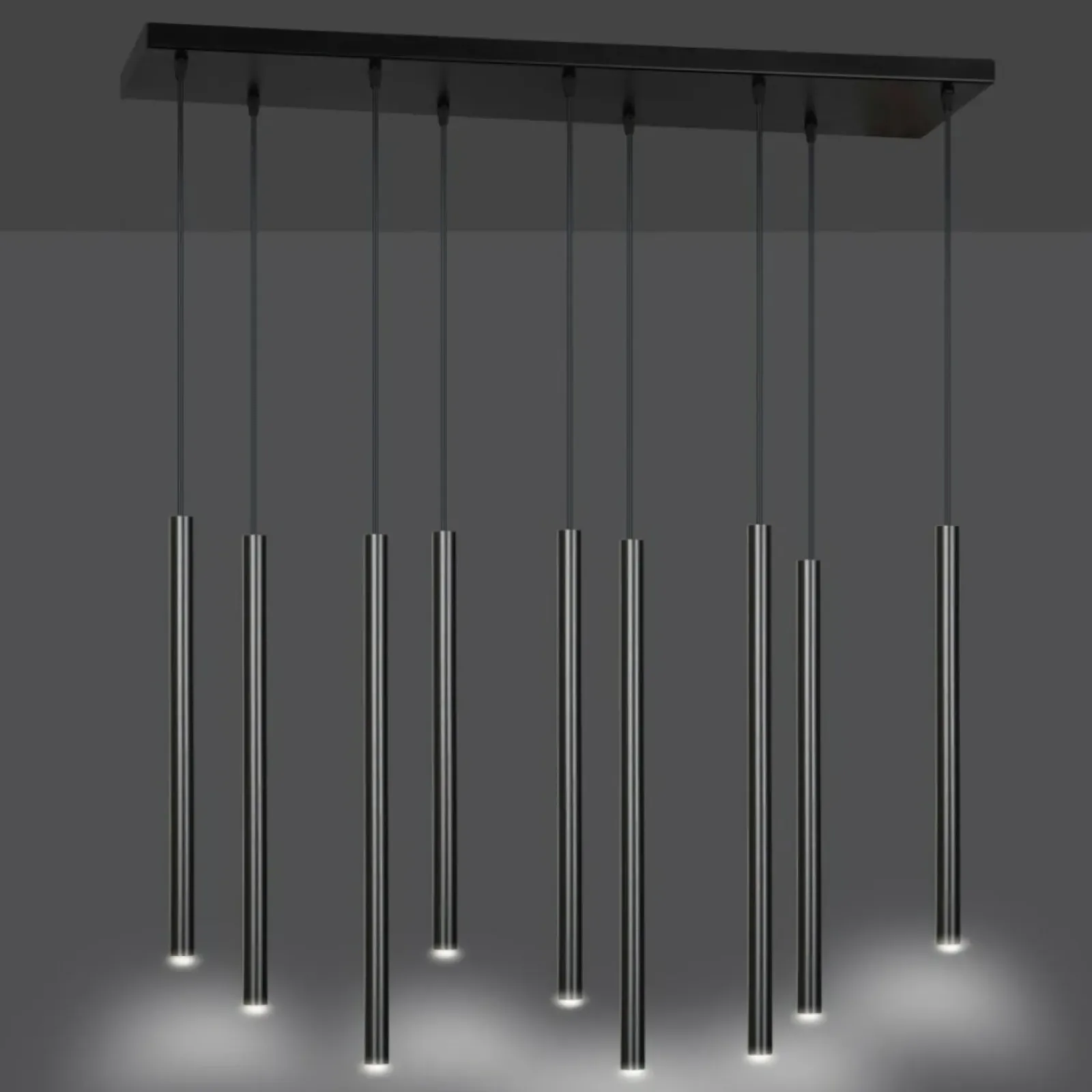 Sklep Kaja Czarna kaskada wąskich, punktowych lamp wiszących 552/9 SELTER | Kaja czarny Clearance