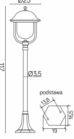 Sklep Kaja Czarna, klasyczna lampa ogrodowa na nodze K 5002/2/O z serii PRINCE | Kaja Oświe* Lampy Ogrodowe Stojące