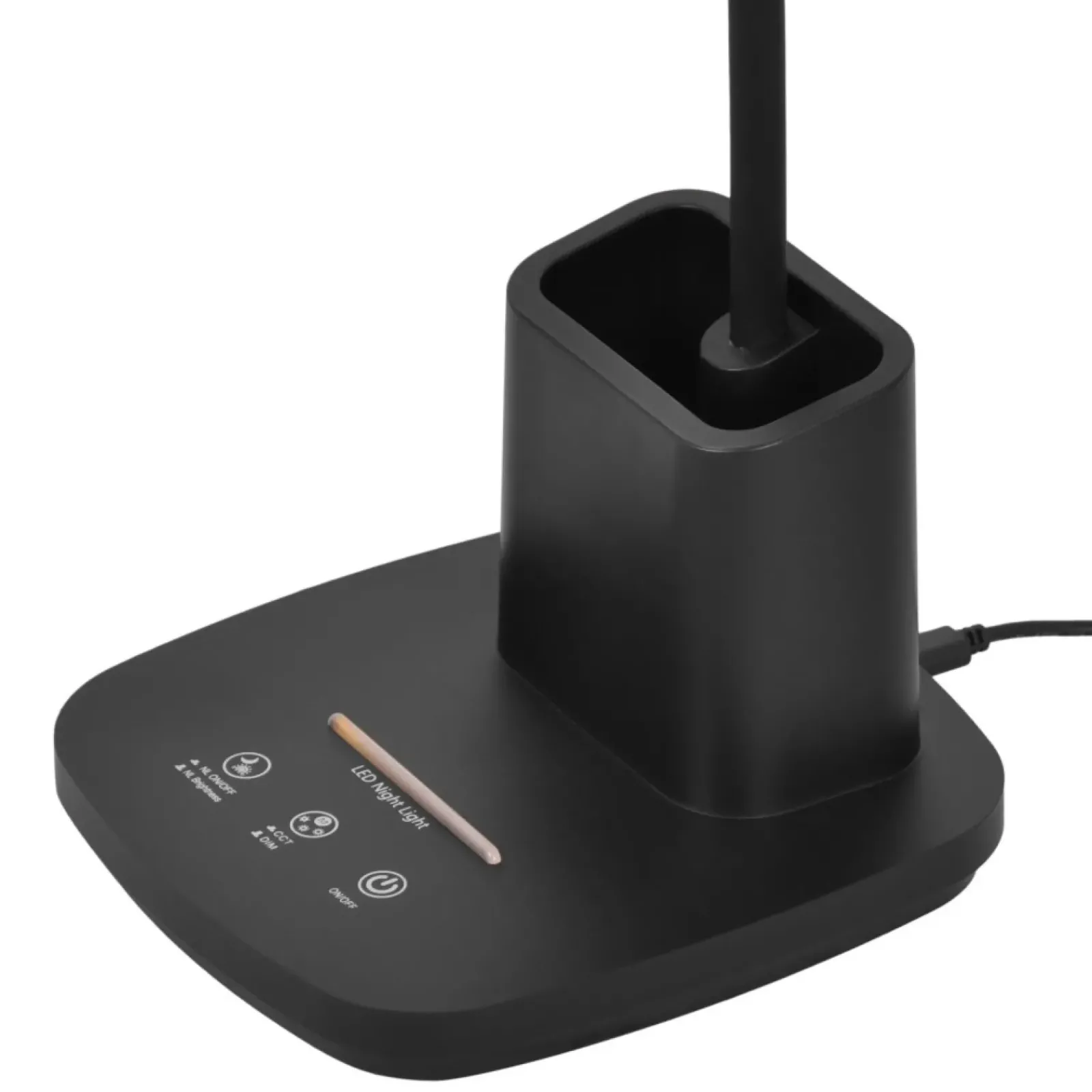 Sklep Kaja Czarna lampa biurkowa LED z pojemnikiem K-BL1301 z serii TOLA* Lampki Biurkowe|Lampy Led