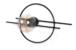 Sklep Kaja Czarna lampa ścienna z bursztynowym kloszem K-5345 z serii CORSA* Kinkiety Tradycyjne|Kinkiety Ze Szklanym Kloszem