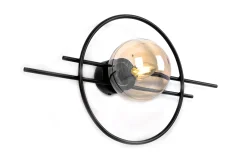 Sklep Kaja Czarna lampa ścienna z bursztynowym kloszem K-5345 z serii CORSA* Kinkiety Tradycyjne|Kinkiety Ze Szklanym Kloszem