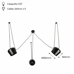 Sklep Kaja Czarna lampa do podwieszania ABR-SHIL-E27 SPIDER | Kaja Oświetlenie czarny Hot