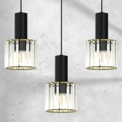 Sklep Kaja Czarna lampa na listwie, eleganckie klosze MLP8361 CRISTAL | Kaja Clearance