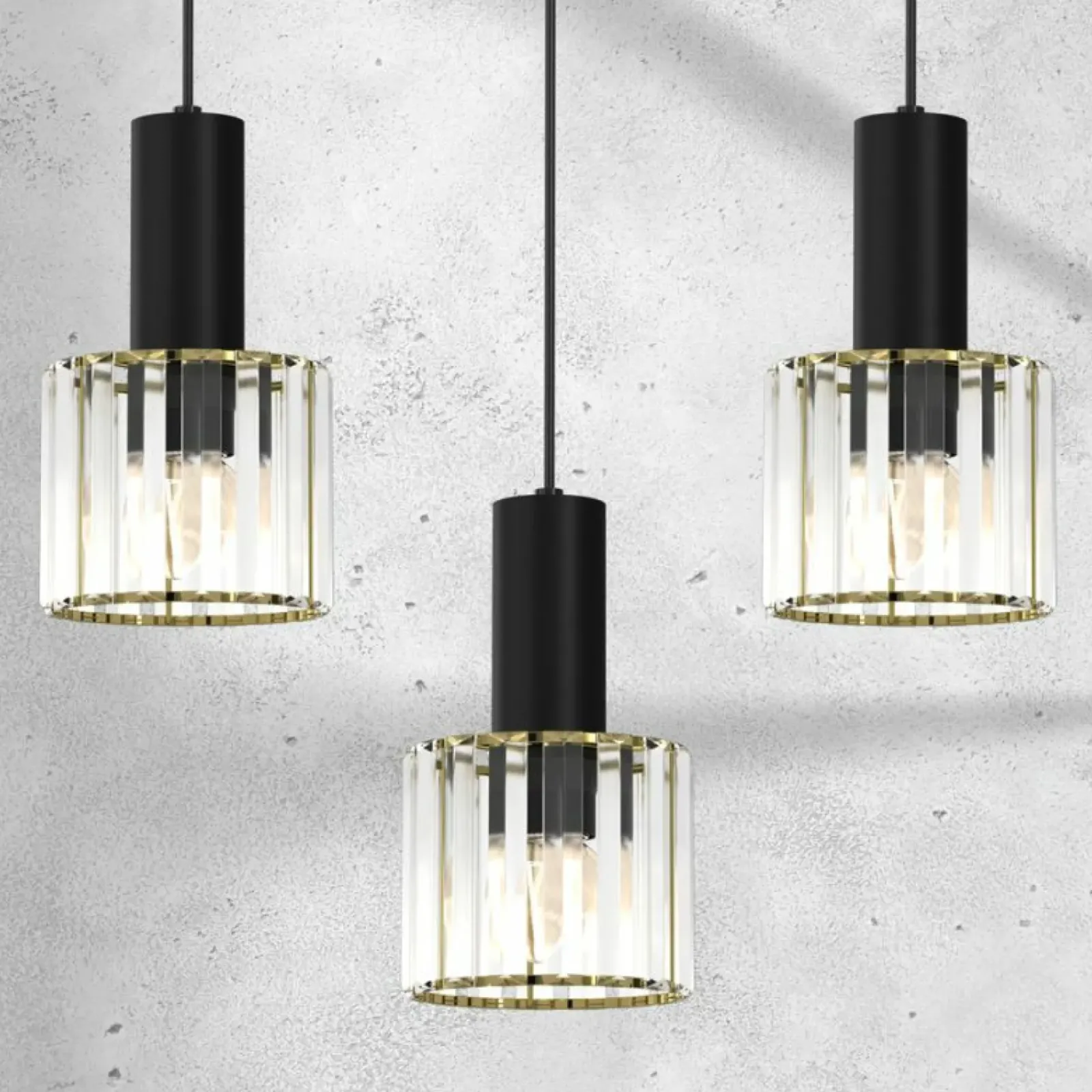 Sklep Kaja Czarna lampa na listwie, eleganckie klosze MLP8361 CRISTAL | Kaja Clearance