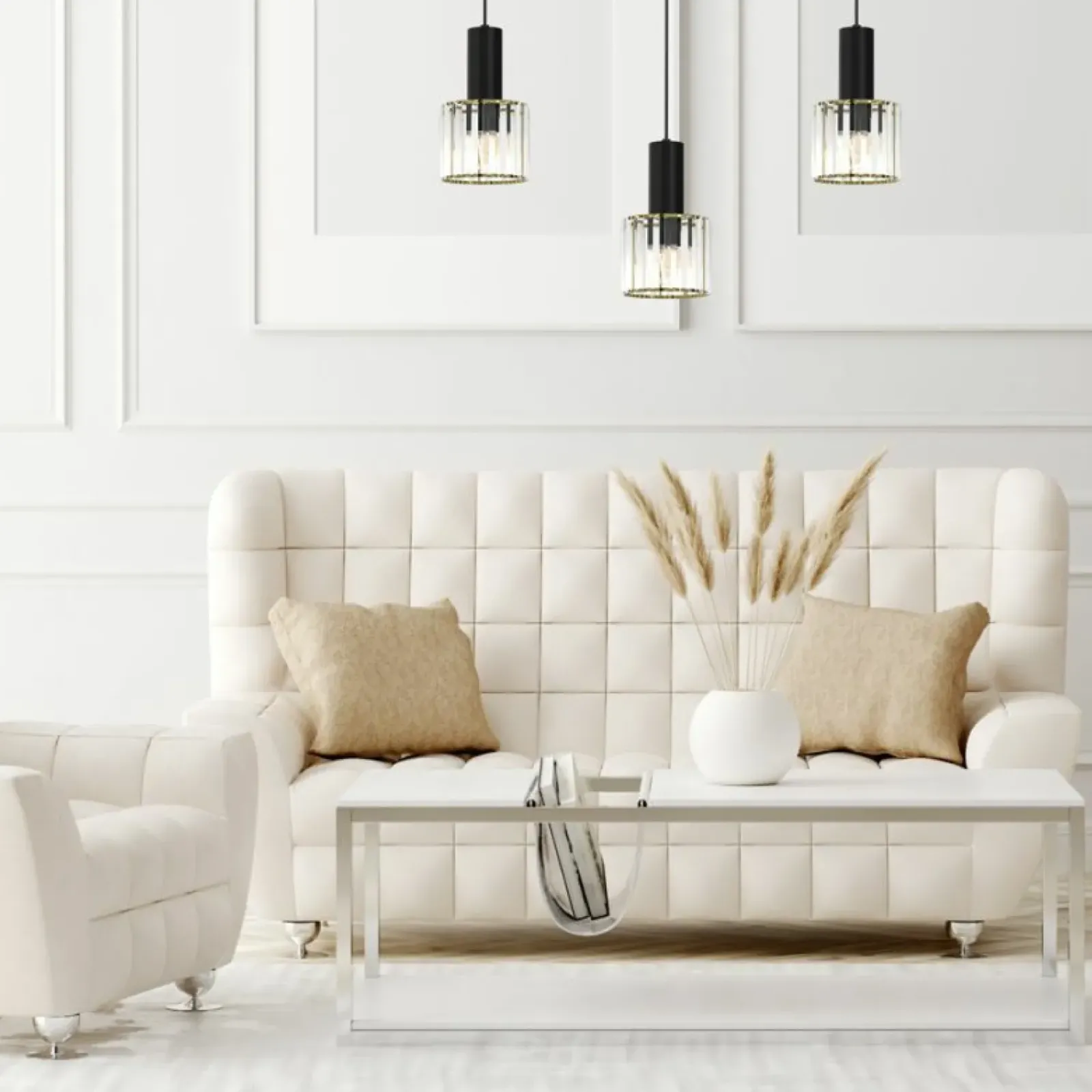 Sklep Kaja Czarna lampa na listwie, eleganckie klosze MLP8361 CRISTAL | Kaja Clearance