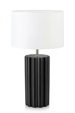Sklep Kaja Czarna lampa nocna z białym abażurem 108221 | Kaja Oświetlenie* Tradycyjne Lampki Stołowe