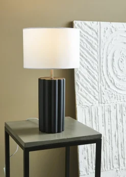 Sklep Kaja Czarna lampa nocna z białym abażurem 108221 | Kaja Oświetlenie* Tradycyjne Lampki Stołowe