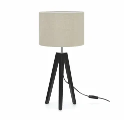 Sklep Kaja Czarna lampa nocna z tkaninowym abażurem 107944 | Kaja Oświetlenie* Lampki Stołowe Z Abażurem|Tradycyjne Lampki Stołowe