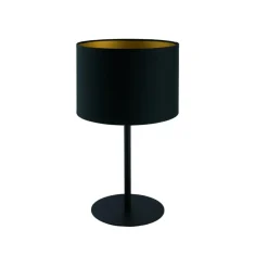 Sklep Kaja Czarna lampa nocna z tkaninowym abażurem 9091 | Kaja Oświetlenie* Lampki Stołowe Z Abażurem|Tradycyjne Lampki Stołowe