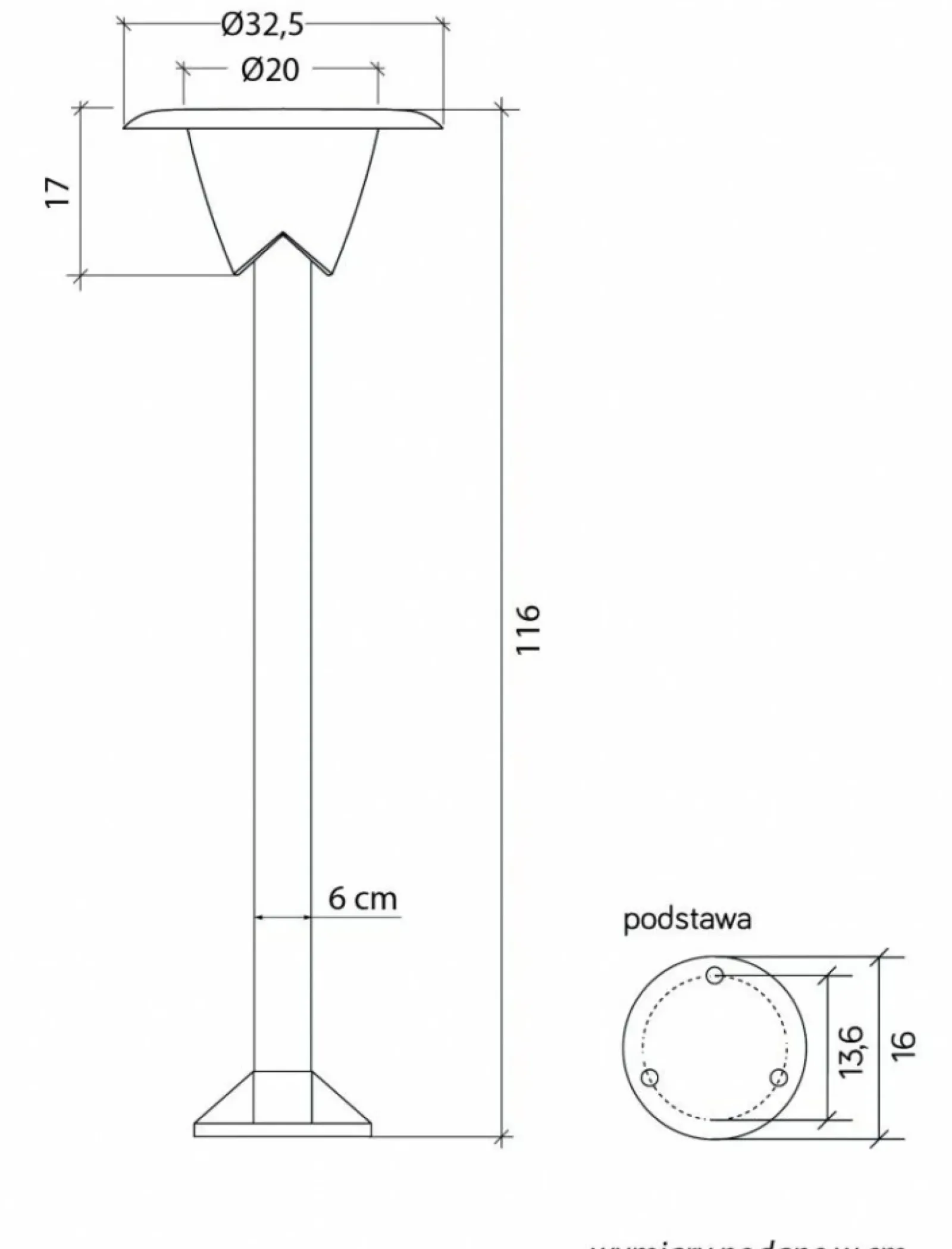 Sklep Kaja Czarna lampa ogrodowa, wysokość 116cm 1083-116 z serii BIANCA* Lampy Ogrodowe Stojące