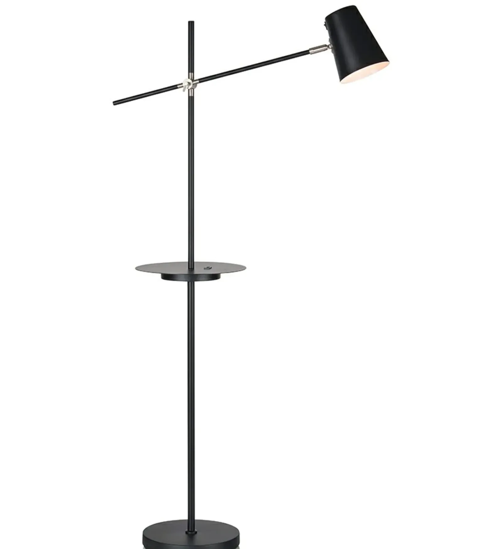 Sklep Kaja Czarna lampa podłogowa z półką i gniazdem USB 107307 | Kaja* Tradycyjne Lampy Podłogowe