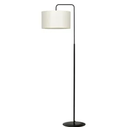 Sklep Kaja Czarna lampa stojąca z kremowym abażurem 570/4 TRAPO | Kaja* Lampy Podłogowe Z Abażurem|Tradycyjne Lampy Podłogowe