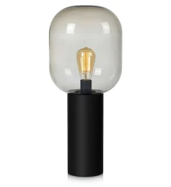 Sklep Kaja Czarna lampa stołowa klosz w kształcie żarówki 107479| Kaja* Nowoczesne Lampki Stołowe