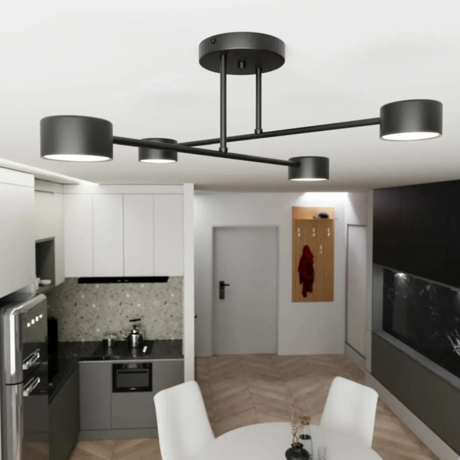Sklep Kaja Czarna lampa sufitowa do sypialni 1355/4 HALO 4 BLACK | Kaja czarny Sale