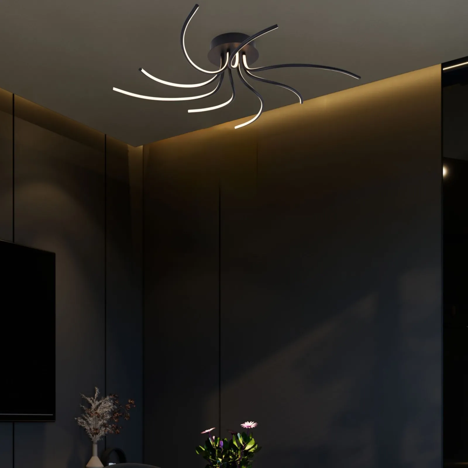 Sklep Kaja Czarna lampa sufitowa LED, nietypowy kształt 2200012-BK DIOGO | Kaja* Plafony Nowoczesne|Lampy Led