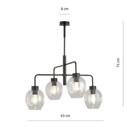 Sklep Kaja Czarna lampa sufitowa na sztywnym zwisie 1164/4 LUKKA | Kaja Online