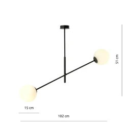 Sklep Kaja Czarna lampa sufitowa z białymi kulami 1169/2 LINEAR | Kaja Store