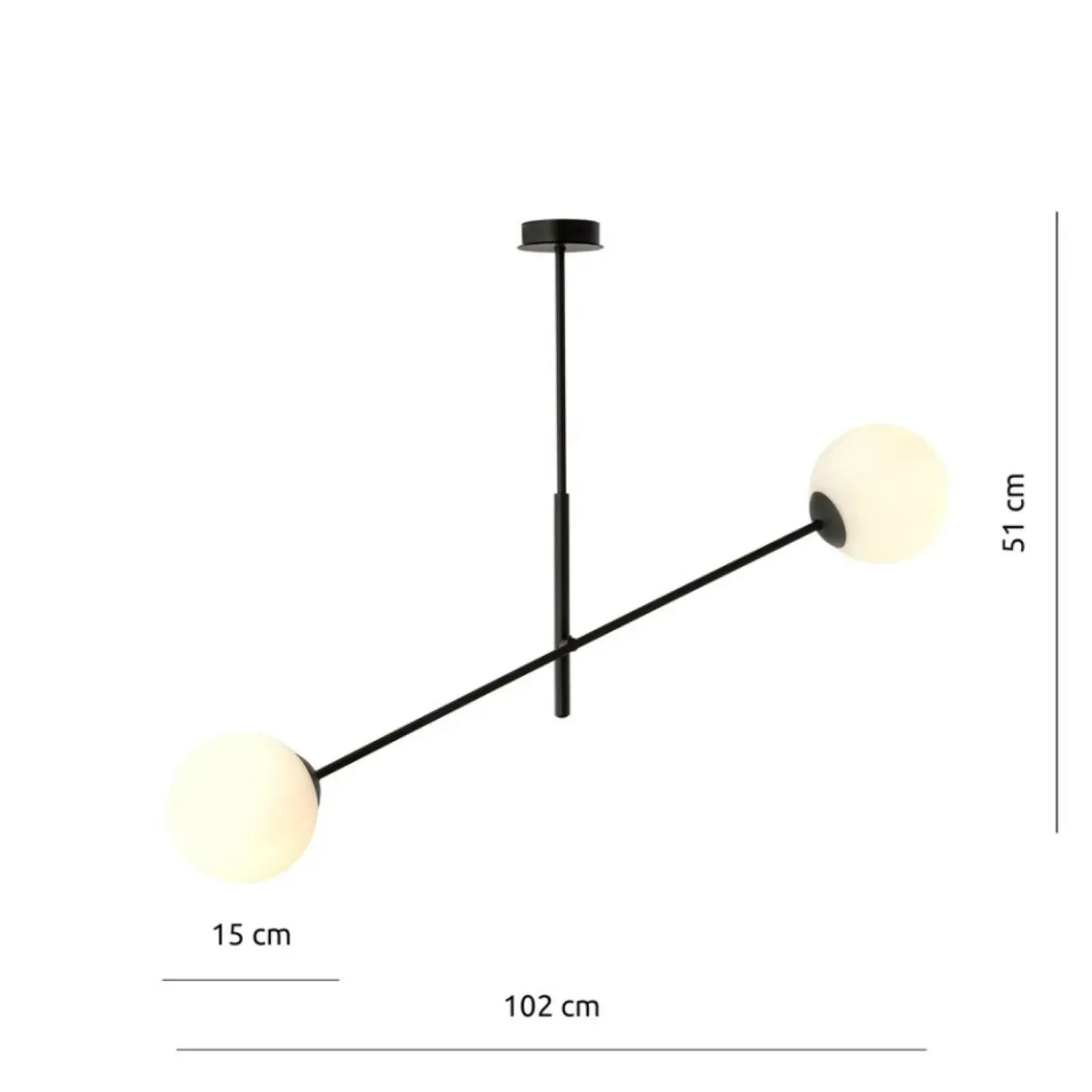 Sklep Kaja Czarna lampa sufitowa z białymi kulami 1169/2 LINEAR | Kaja Store