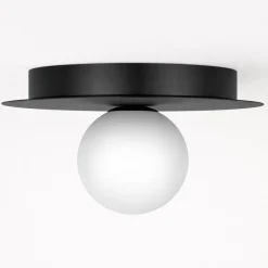 Sklep Kaja Czarna lampa sufitowa z białym kloszem ⌀10 cm K-5438 z serii ROBIN* Plafony Klasyczne|Plafony