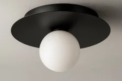 Sklep Kaja Czarna lampa sufitowa z białym kloszem ⌀10 cm K-5438 z serii ROBIN* Plafony Klasyczne|Plafony