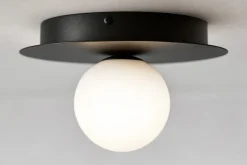Sklep Kaja Czarna lampa sufitowa z białym kloszem ⌀10 cm K-5438 z serii ROBIN* Plafony Klasyczne|Plafony