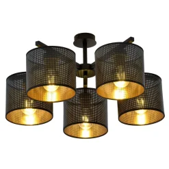 Sklep Kaja Czarna lampa sufitowa z dwukolorowymi abażurami 1144/5 JORDAN | Kaja* Żyrandole Z Abażurem