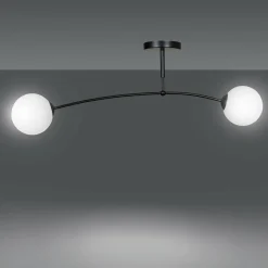 Sklep Kaja Czarna lampa sufitowa z dwoma białymi kloszami 670/2 | Kaja Hot