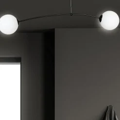 Sklep Kaja Czarna lampa sufitowa z dwoma białymi kloszami 670/2 | Kaja Hot