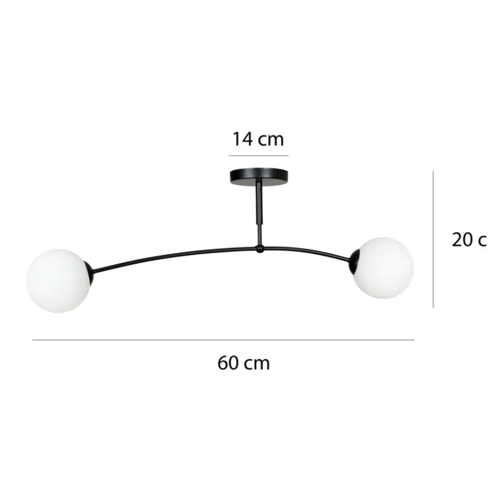 Sklep Kaja Czarna lampa sufitowa z dwoma białymi kloszami 670/2 | Kaja Hot