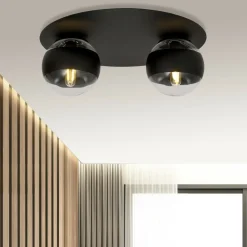 Sklep Kaja Czarna lampa sufitowa z dwoma kloszami 1129/2 SOLAR | Kaja Oświetlenie Fashion