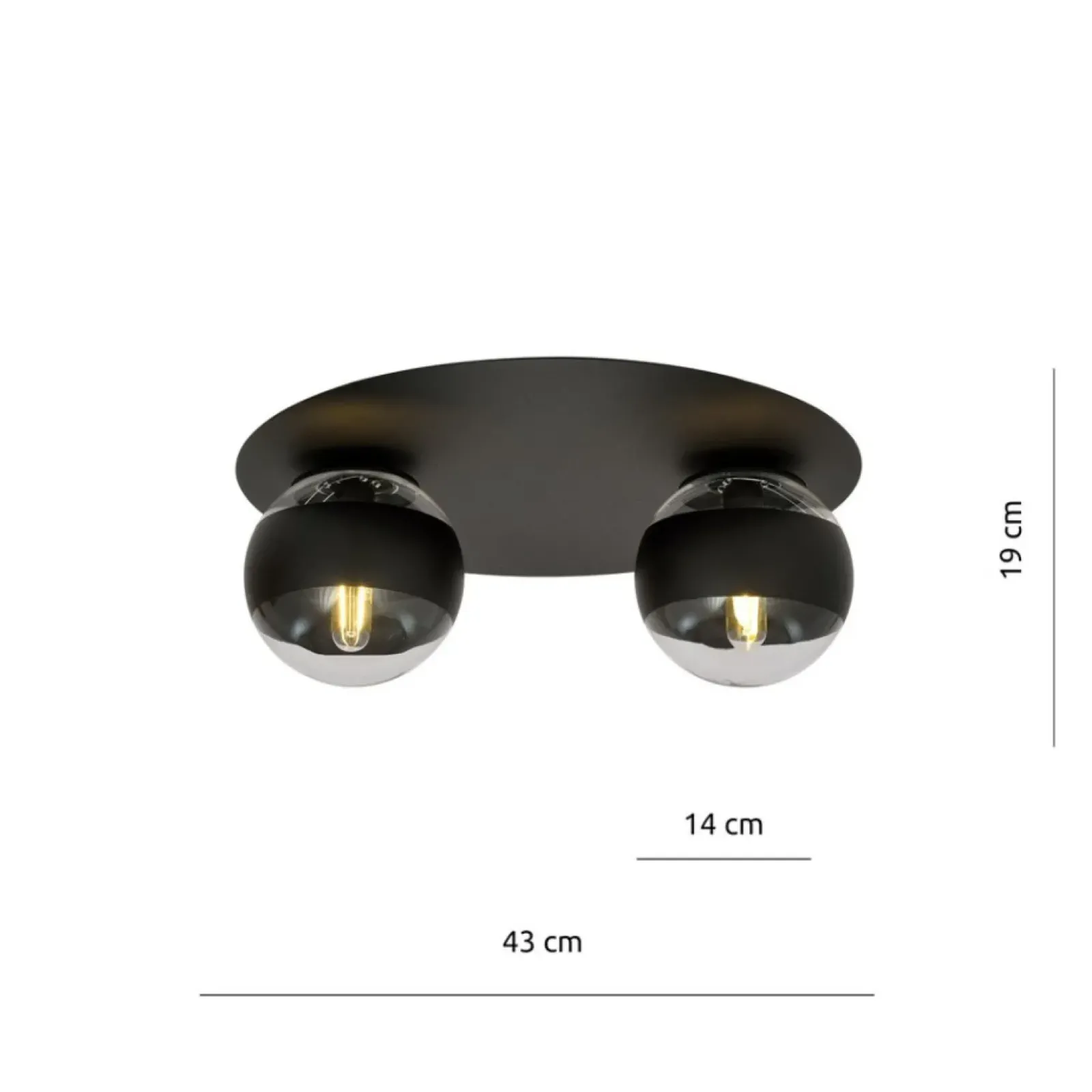 Sklep Kaja Czarna lampa sufitowa z dwoma kloszami 1129/2 SOLAR | Kaja Oświetlenie Fashion