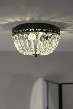 Sklep Kaja Czarna lampa sufitowa z kloszem z kryształków 108598 z serii ETIENNE* Plafony Nowoczesne