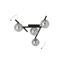 Sklep Kaja Czarna lampa sufitowa z kloszami, do sypialni 1104/4 SMART | Kaja* Plafony Nowoczesne