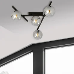 Sklep Kaja Czarna lampa sufitowa z kloszami, do sypialni 1104/4 SMART | Kaja* Plafony Nowoczesne