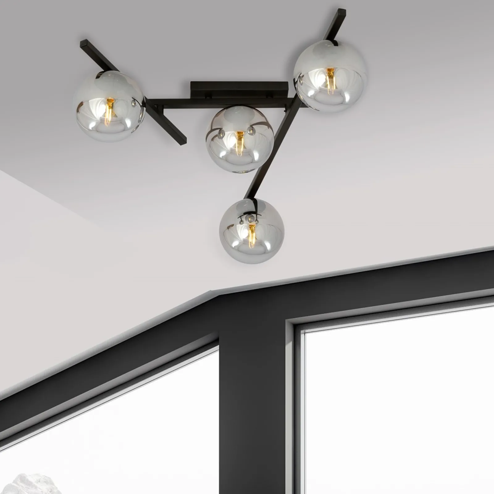 Sklep Kaja Czarna lampa sufitowa z kloszami, do sypialni 1104/4 SMART | Kaja* Plafony Nowoczesne