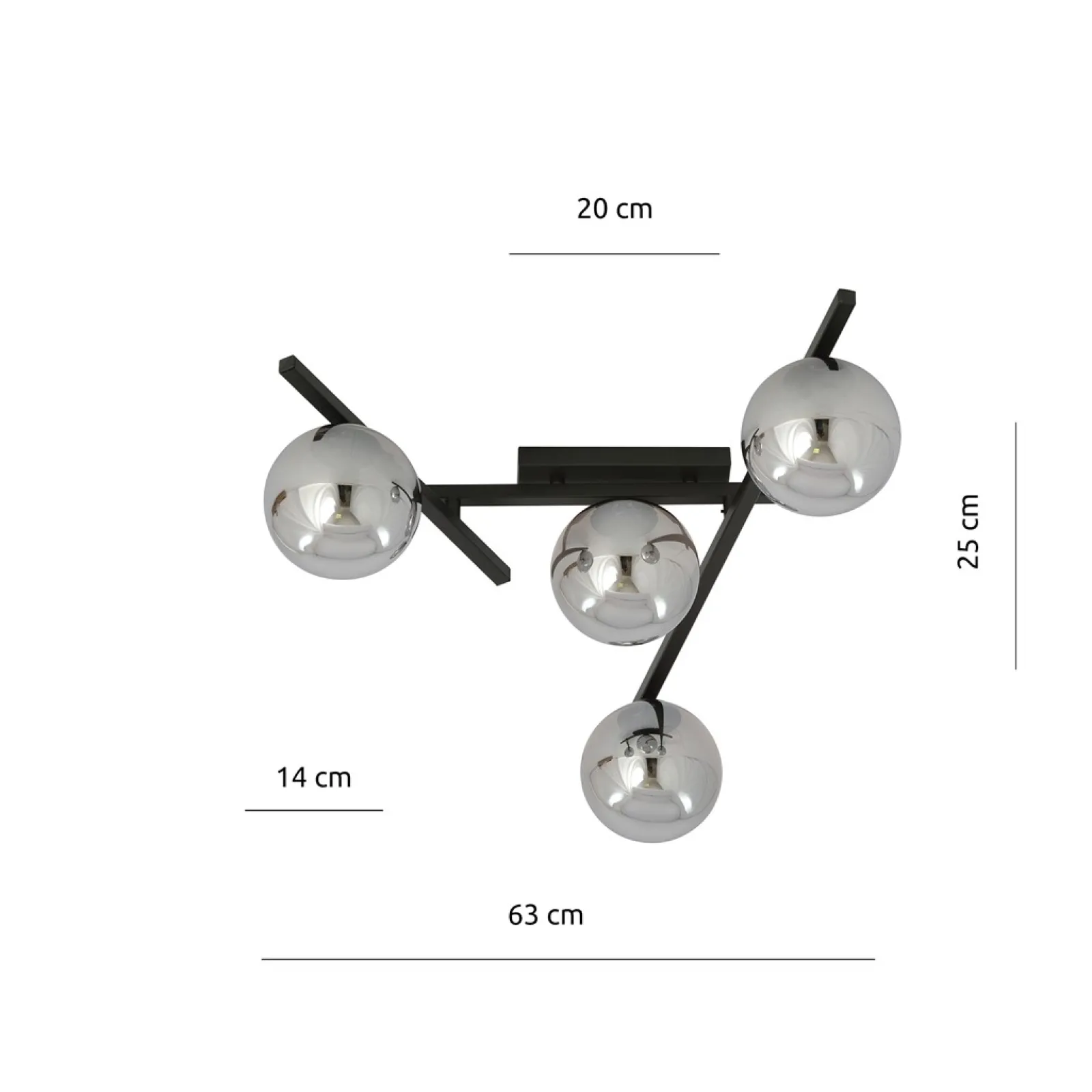 Sklep Kaja Czarna lampa sufitowa z kloszami, do sypialni 1104/4 SMART | Kaja* Plafony Nowoczesne
