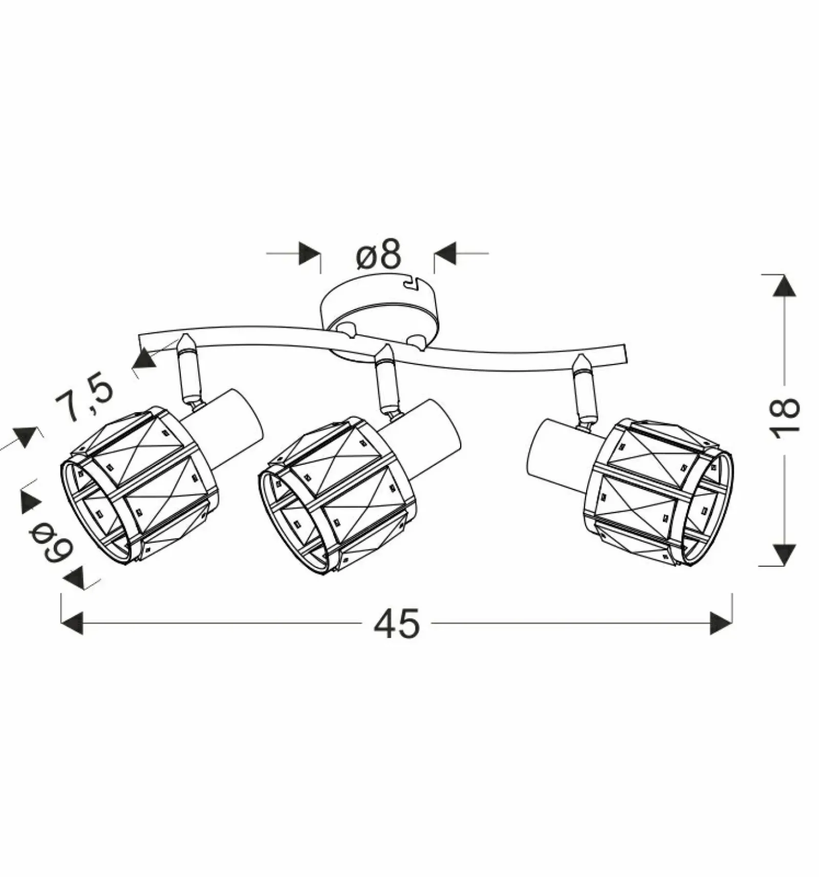 Sklep Kaja Czarna lampa sufitowa z kryształowymi kloszami 93-30191 DUBAI | Kaja Best