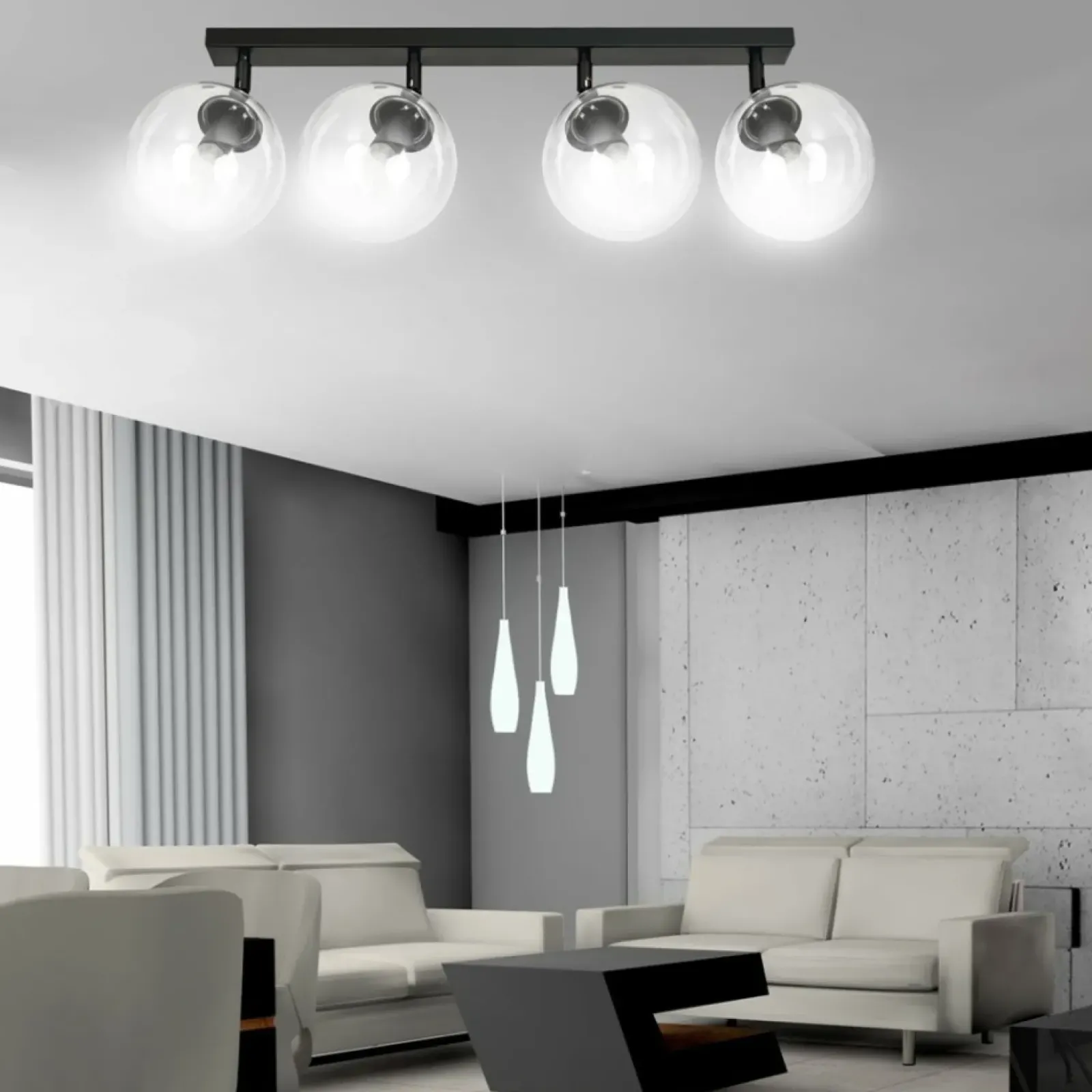 Sklep Kaja Czarna lampa sufitowa z regulowanymi kloszami 776/4 | Kaja Oświetlenie Sale