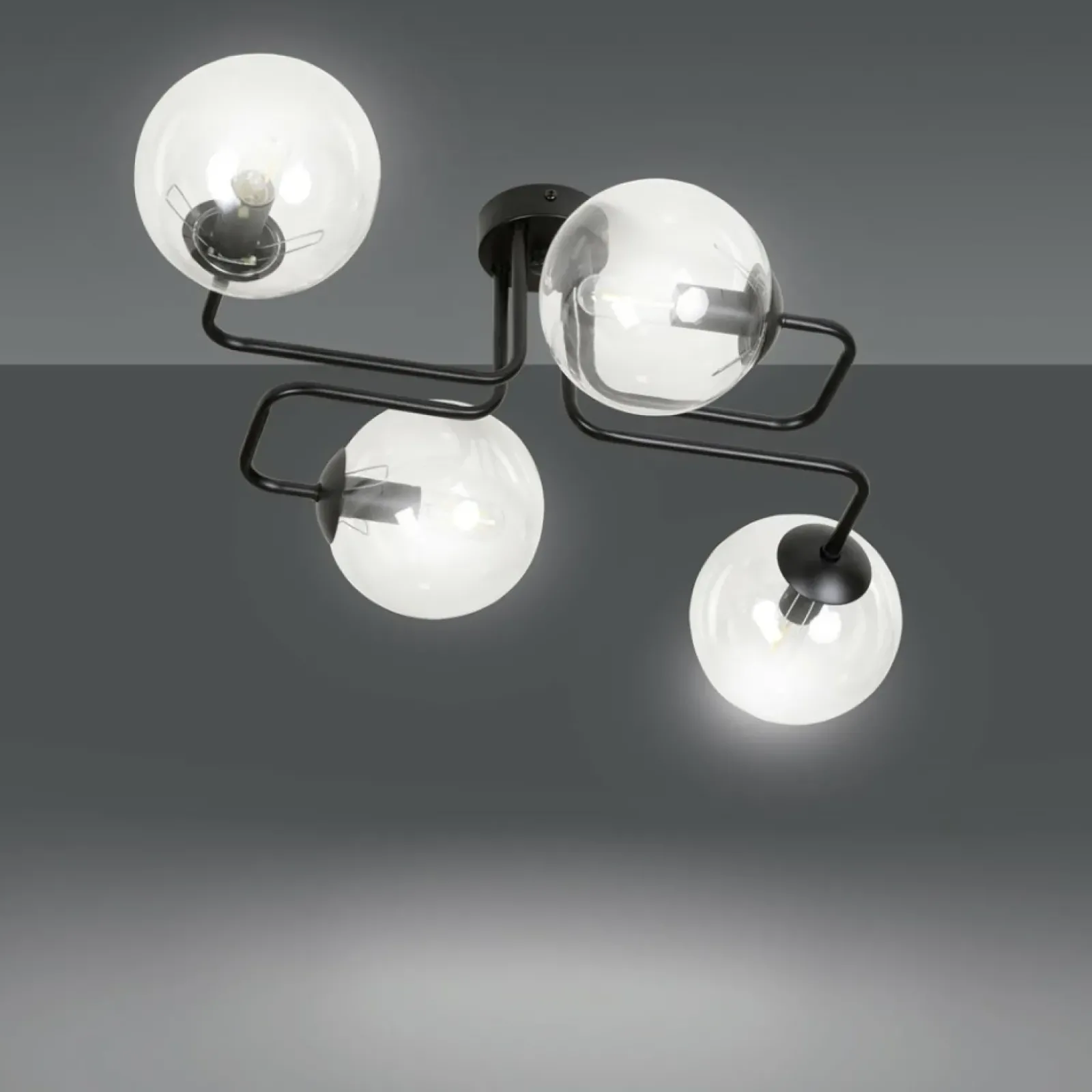 Sklep Kaja Czarna lampa sufitowa z transparentnymi kloszami 831/4 | Kaja Fashion
