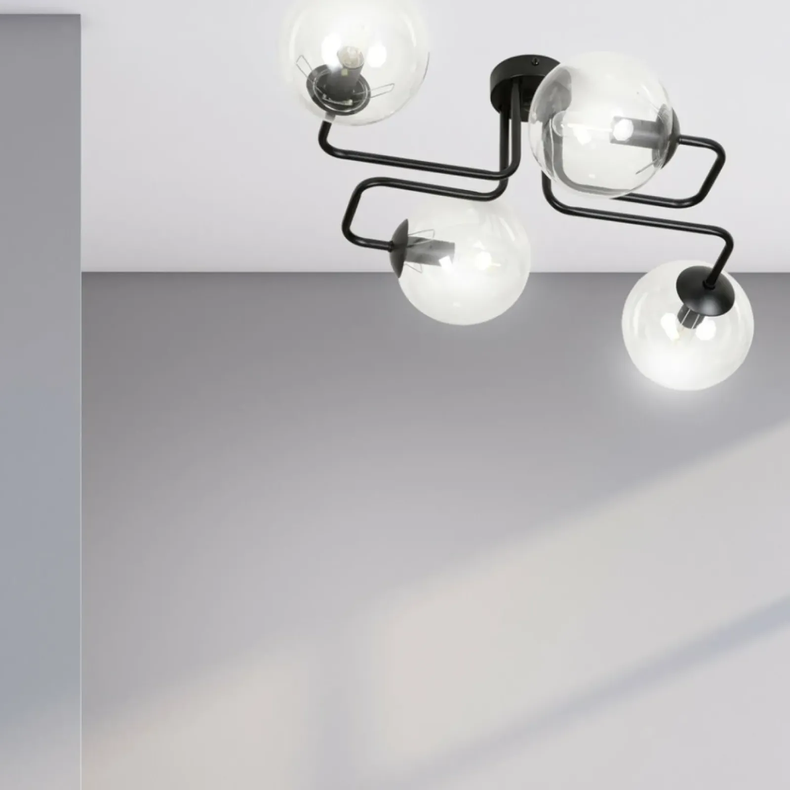 Sklep Kaja Czarna lampa sufitowa z transparentnymi kloszami 831/4 | Kaja Fashion