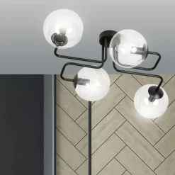 Sklep Kaja Czarna lampa sufitowa z transparentnymi kloszami 831/4 | Kaja Fashion