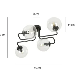 Sklep Kaja Czarna lampa sufitowa z transparentnymi kloszami 831/4 | Kaja Fashion
