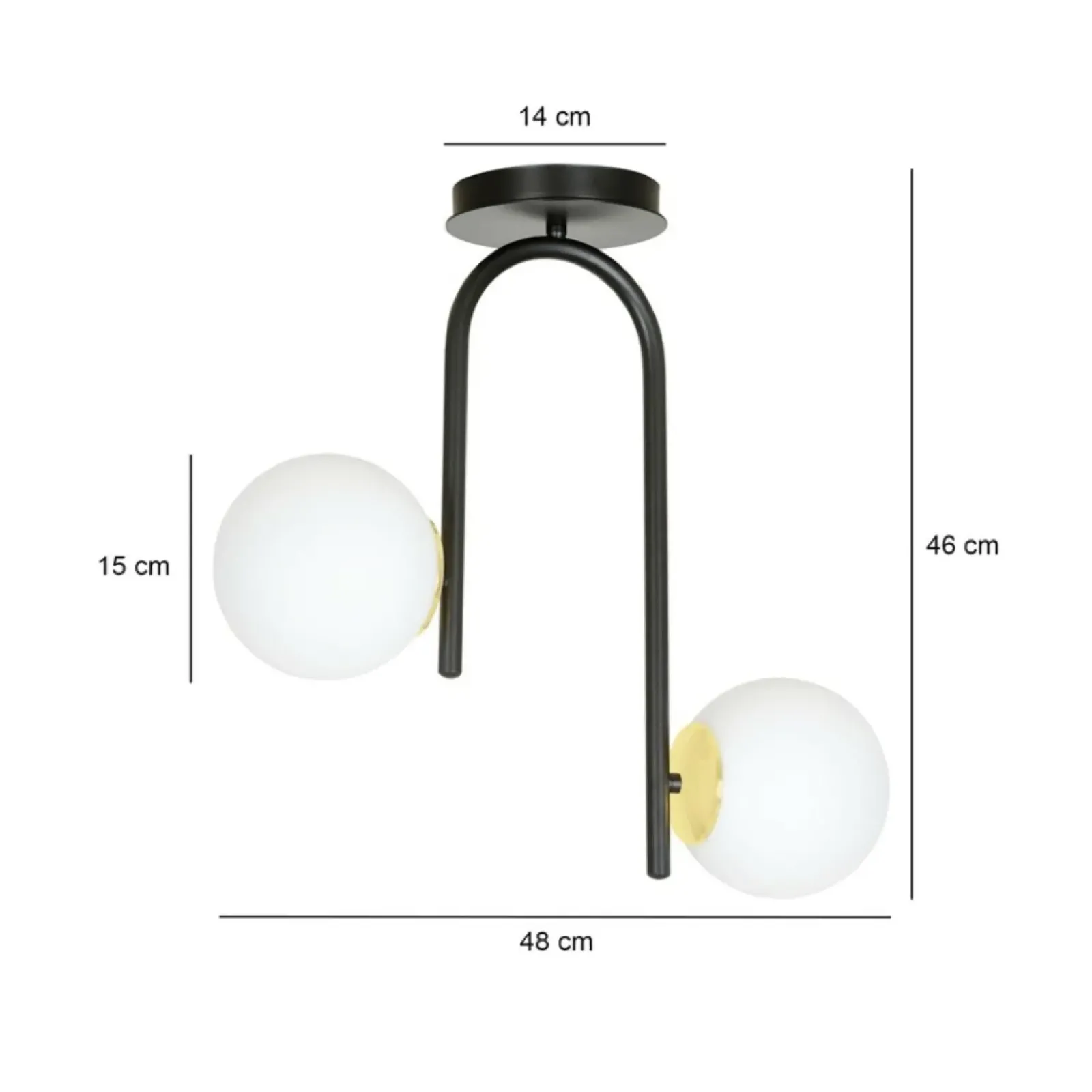 Sklep Kaja Czarna lampa sufitowa ze złotymi podkładkami 1032/2 RAGNAR | Kaja Store
