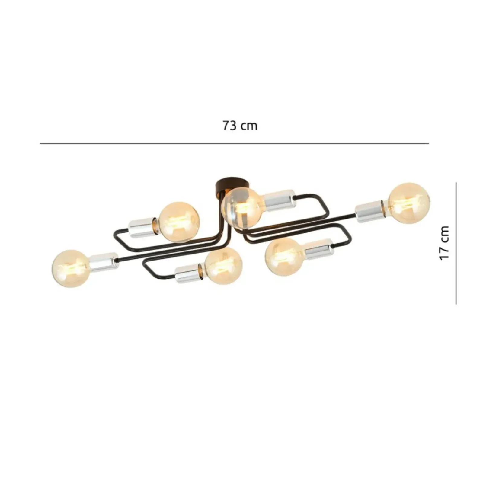 Sklep Kaja Czarna lampa sufitowa ze srebrnymi oprawkami 1174/6A z serii VEKEN Clearance