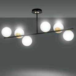 Sklep Kaja Czarna lampa sufitowa ze złotymi elementami 1022/6 FLOKI | Kaja Sale