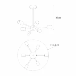Sklep Kaja Czarna lampa sufitowa ze złotymi oprawkami ZM A8100-6 z serii MANDI Hot