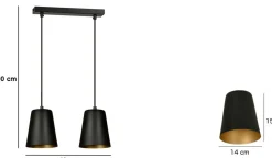 Sklep Kaja Czarna lampa wisząca - listwa z dwoma kloszami 396/2 | Kaja Best Sale